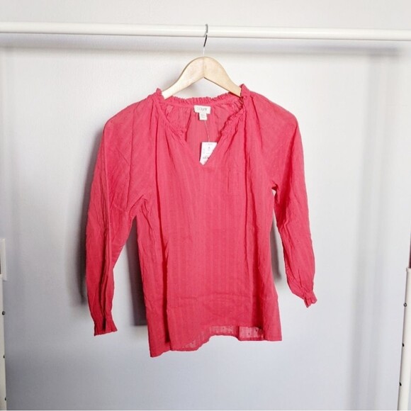 J. Crew Factory Red Ruffle Blouse - Picture 3 of 5